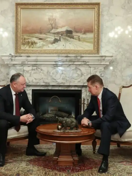 Igor Dodon si Alexey Miller - sursa: Gazprom