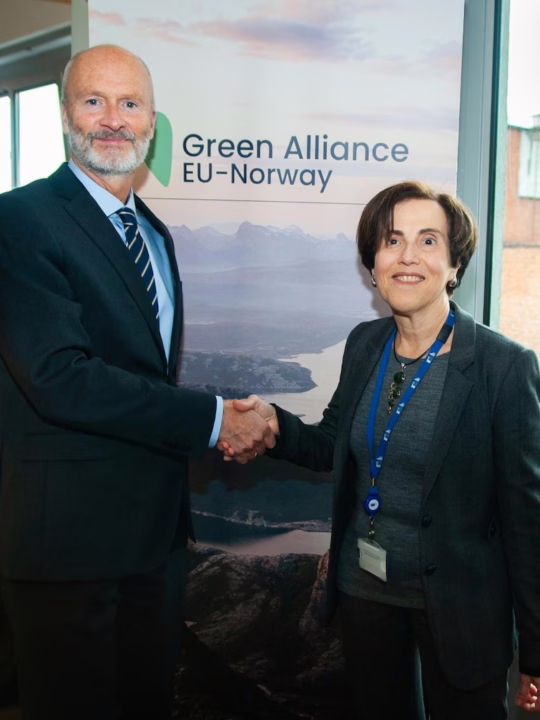 Ambasadorul Norvegiei pe lângă Uniunea Europeană, Anders H. Eide, și Diana Acconcia, director pentru Afaceri Internaționale și Finanțare Climatică în cadrul DG CLIMA - sursa foto: DG Clima